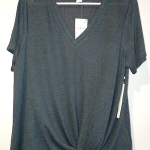 New With Tag caslon V-Neck Twist Front Top - Charcoal